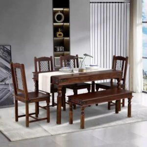 Yara Solid Sheesham Wood 6 Seater Dining Table Sets