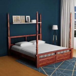 NestForm Trundle Traditional Solid Sheesham Wood Poster Beds