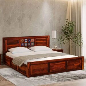 Nuvin Solid Sheesham Wood Storage Bed
