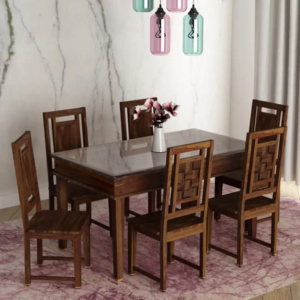 The Heritage Sheesham Wood 6 Seater Dining Table Sets with chair cushion