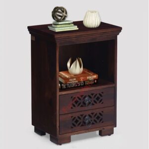 WhisperEdge Solid Wood Two Drawers Bedside Table