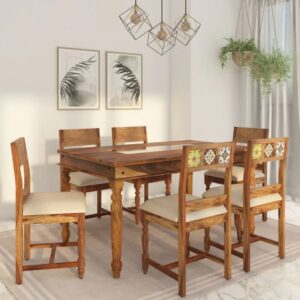 The Sheesham Heritage Six-Seater Dining Sets With Cushioned Chair