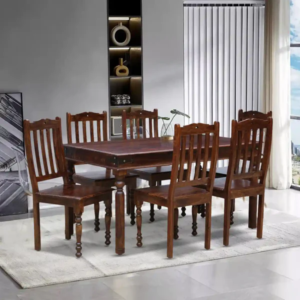 Grand Solid Sheesham Wood 6 Seater Dining Table Set