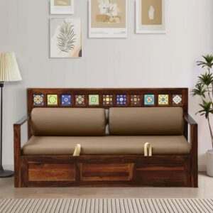 Nova Sheesham Wood 3 Seater Sofa Cum Bed