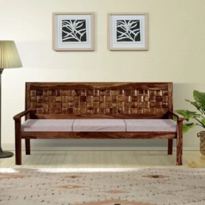 CozyHaven Sheesham Wood 3 Seater Sofa
