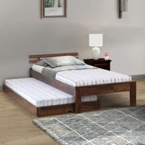 Formo Slide Sheesham Wood Single Beds With Trundle