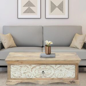 Knot & Grain Solid Wood Rectangular Coffee Table In Scratch