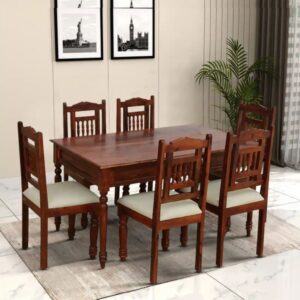 CasaVerde Traditional Solid Wood 6 Seater Dining Table Sets