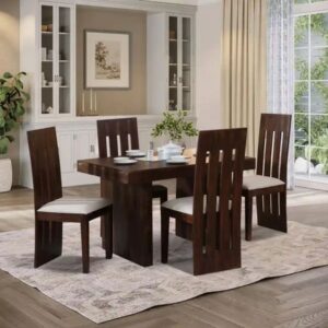 TruGrain Natural Solid Wood 4-Seater Dining Arrangement