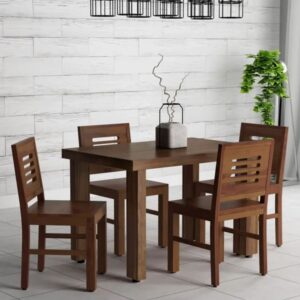 HearthNest Compact 4-Seater Wooden Dining Ensemble