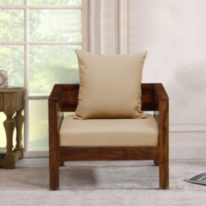 Chesterfield Traditional Sheesham Wood 1 Seater Sofa