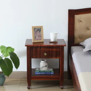 Sheesham Wood Bedside Table In Honey Oak Finish