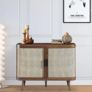Solid Wood Sideboard In Walnut Finish