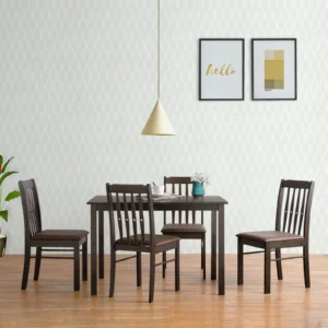 Solid Wood 4 Seater Dining Set in Warm Chestnut Finish