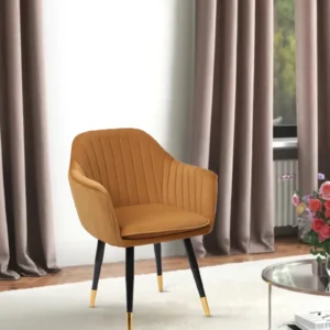 Fabric Accent Chair In Golden Colour