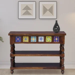 Sheesham Wood Console Table In Provincial Teak Finish