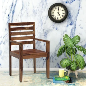 Sheesham Wood Arm Chair In Rustic teak Finish